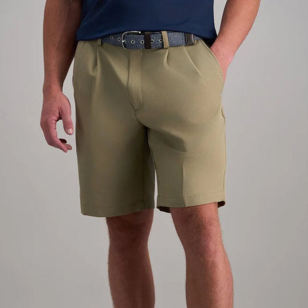 NWT Haggar Mens Size 42 Cool 18 Performance Shorts Khaki No Iron
